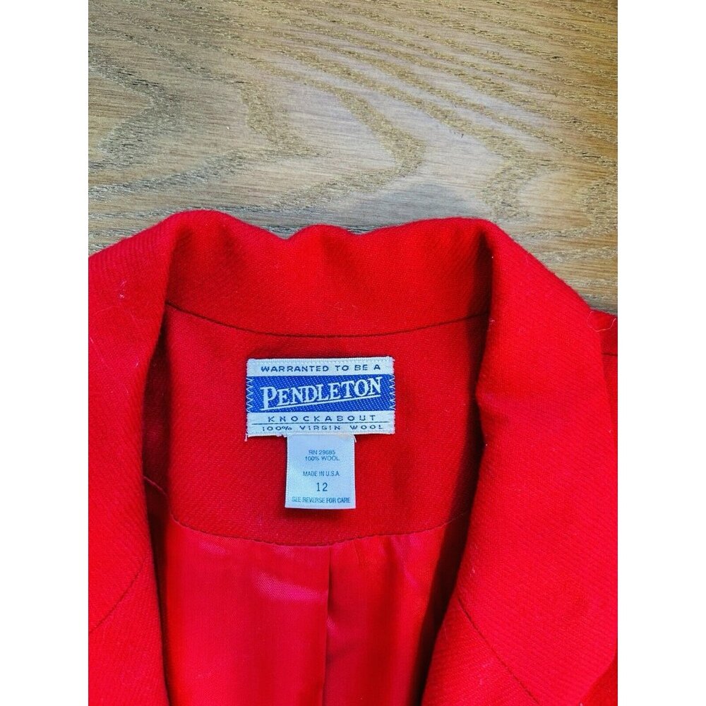 Vintage 90s Pendleton Red Virgin Wool Blazer Skir… - image 3